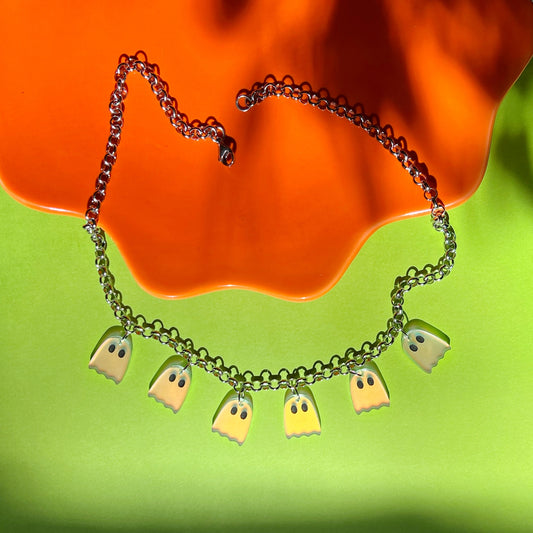 Iridescent ghostie necklace