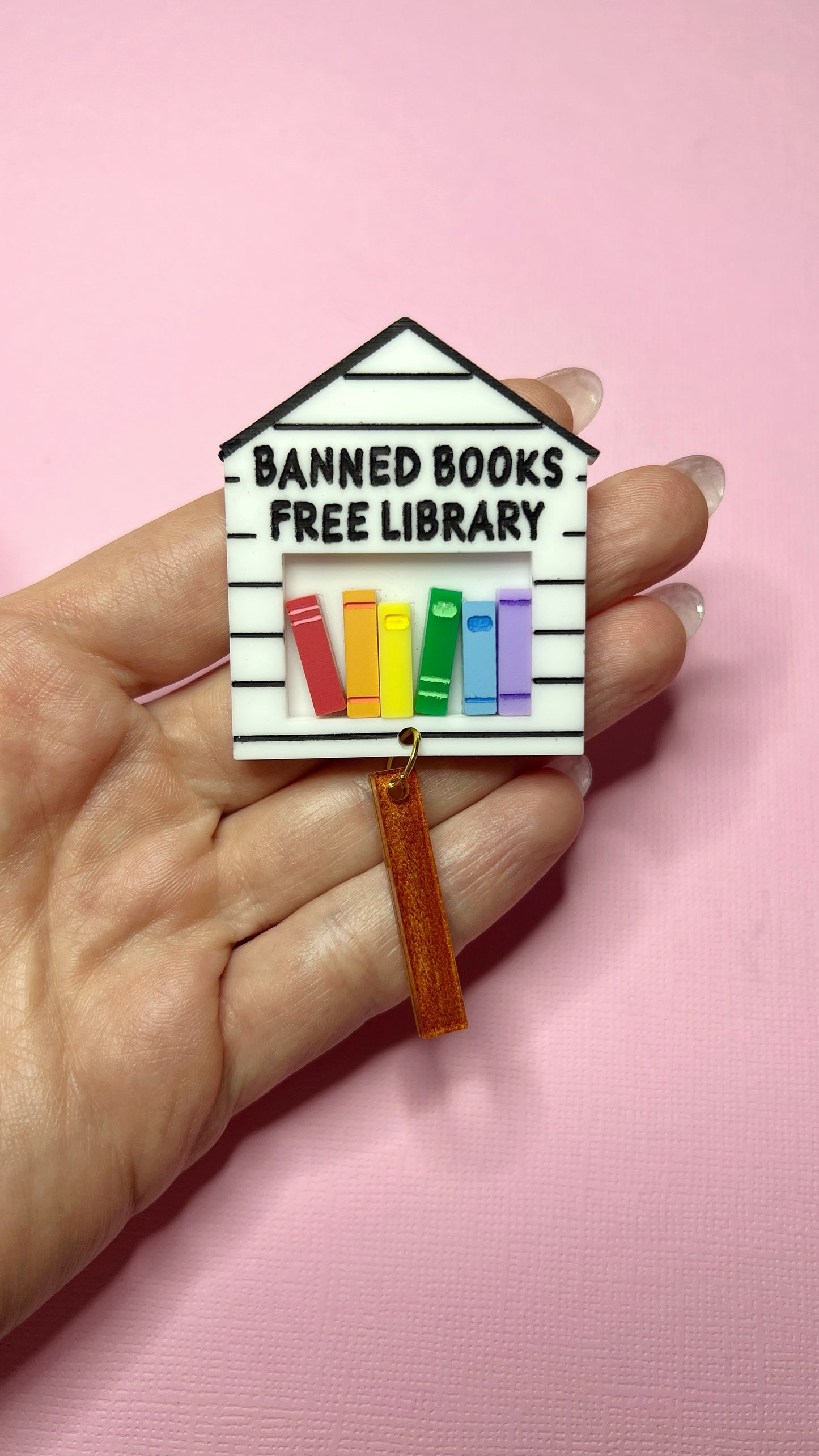 B-grade Banned Books Little Free Library brooch or magnet