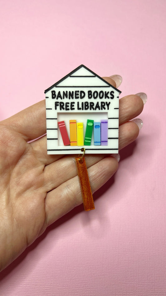 B-grade Banned Books Little Free Library brooch or magnet
