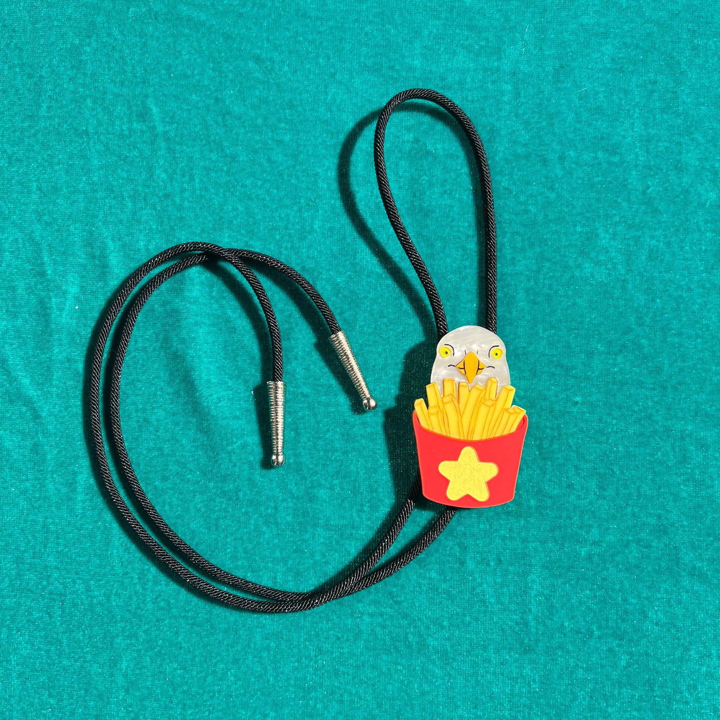 Seagull with fries bolo tie