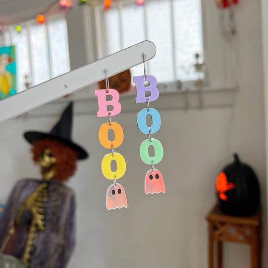 Rainbow boo ghost earrings
