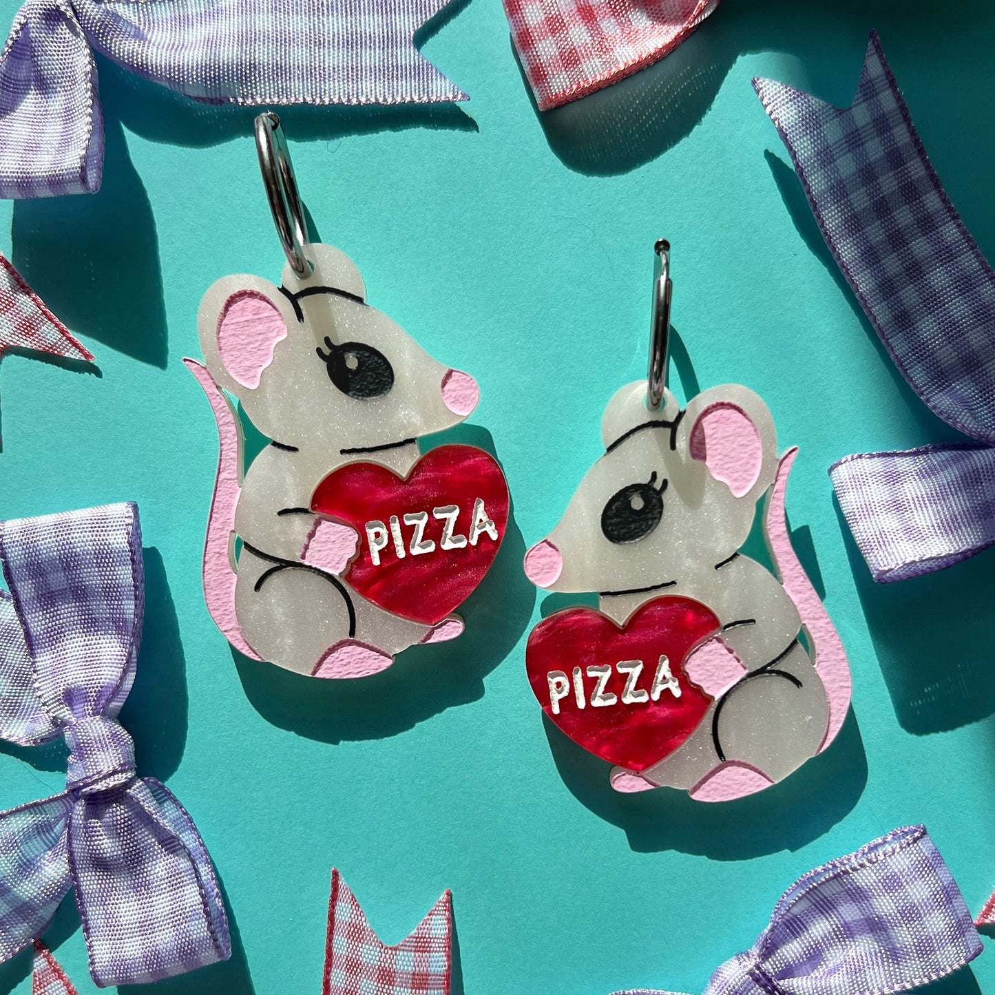 Pizza rat earrings