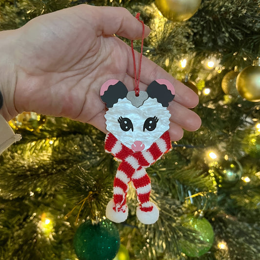 Cozy opossum ornament