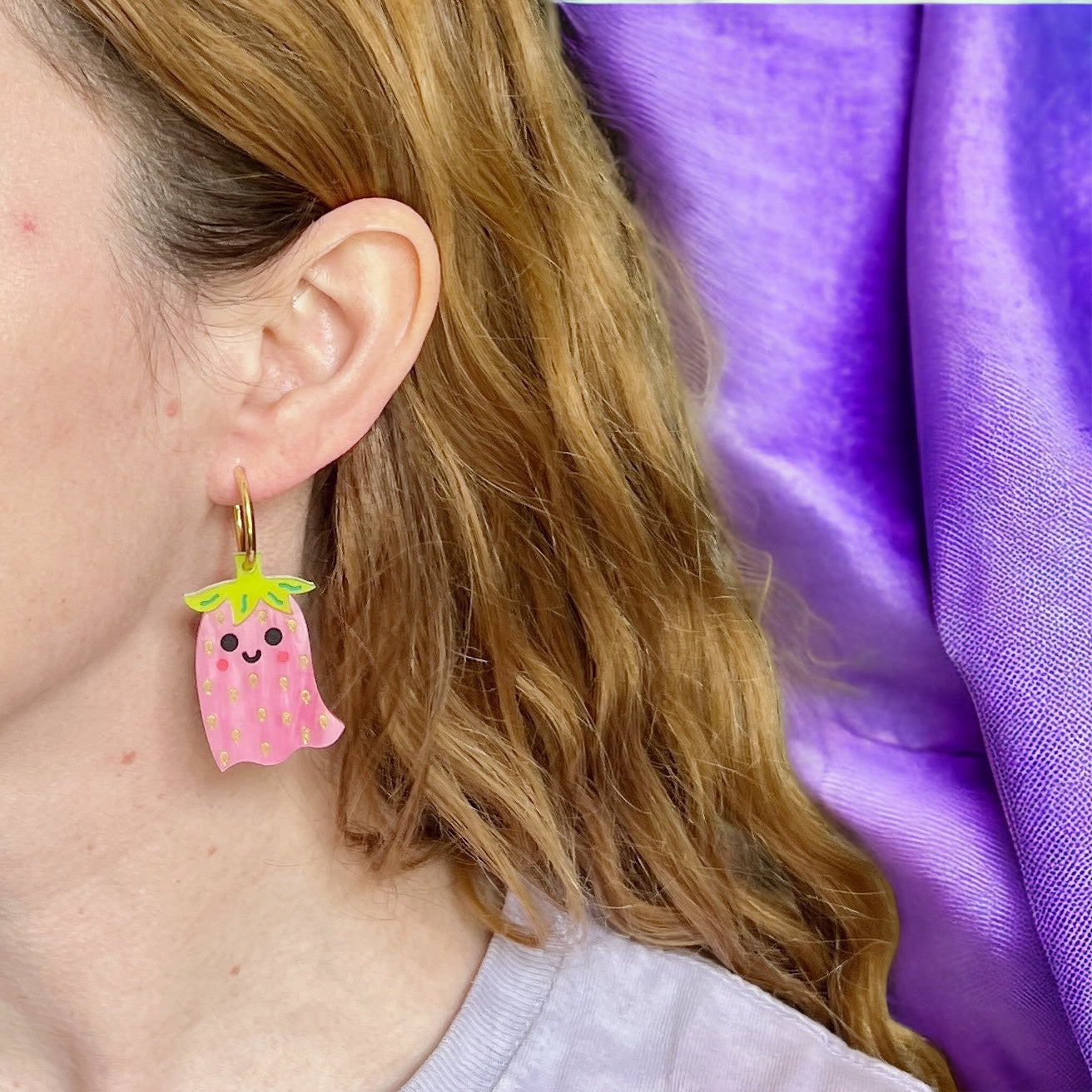 Strawberry ghost earrings