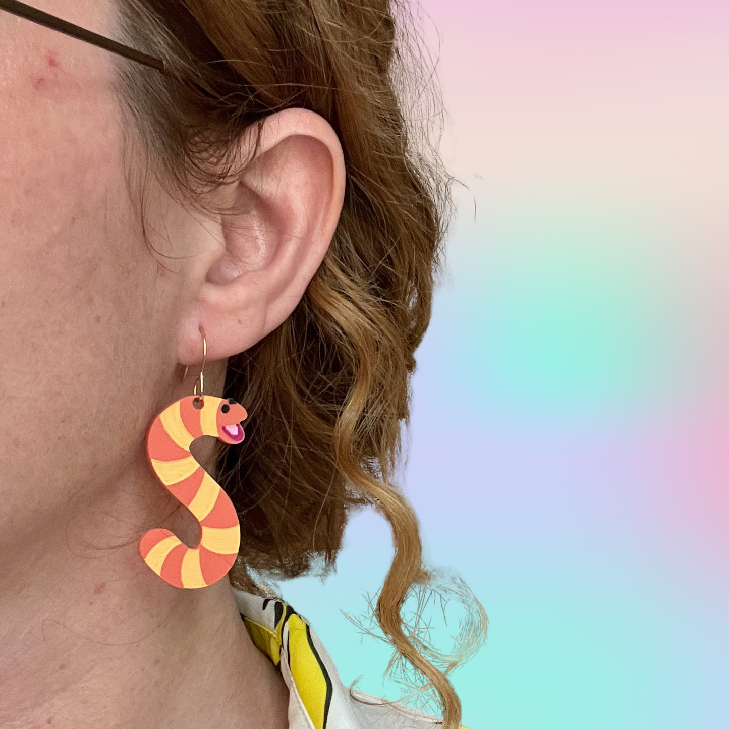 Slimey worm earrings (small version)