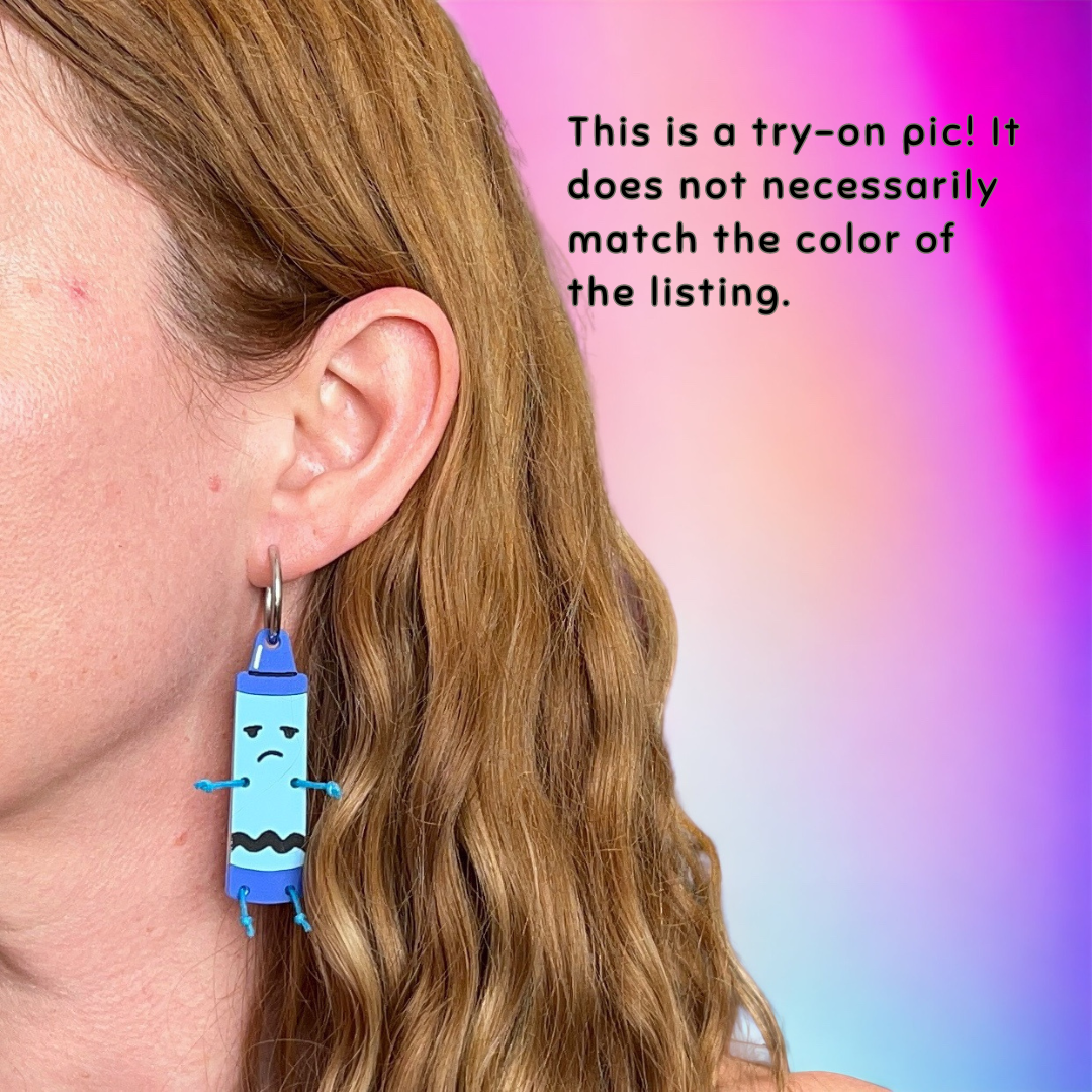 SINGLE yellow crayon earring