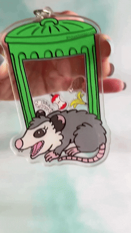 Opossum trash shaker keychain