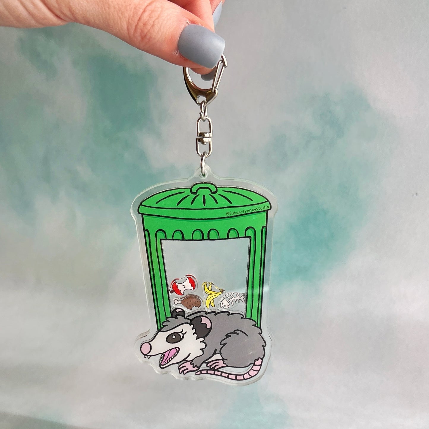 Opossum trash shaker keychain