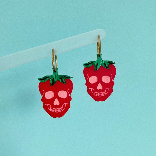 Strawberry skull earrings